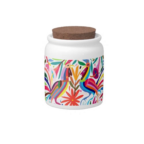 Colorful Otomi Print FloralAnimal Pattern Candy Jar