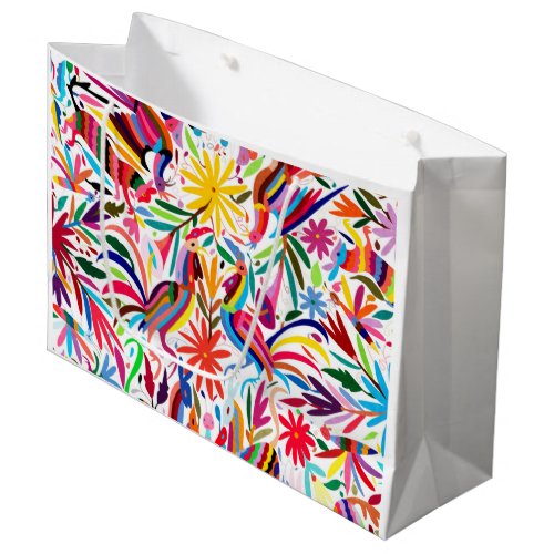 Colorful Otomi Print FloralAnimal Pattern Large Gift Bag