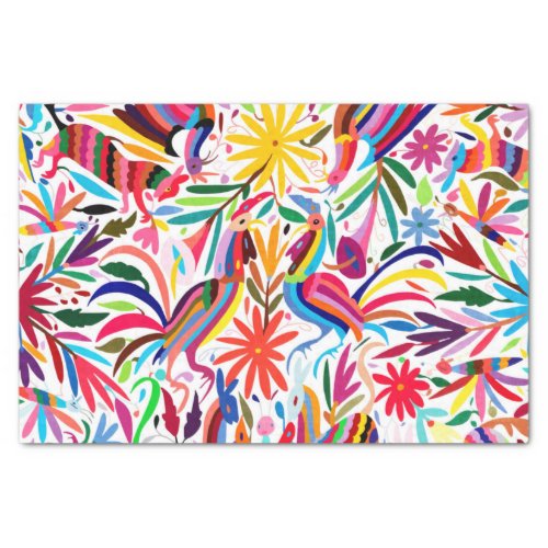 Colorful Otomi Print FloralAnimal Pattern Tissue Paper