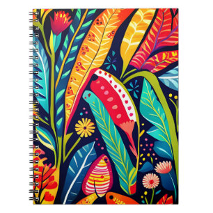 Colorful Otomi Print, Floral Art Notebook