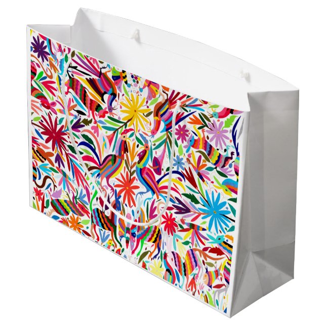 Colorful Otomi Print Gift Bag (Back Angled)