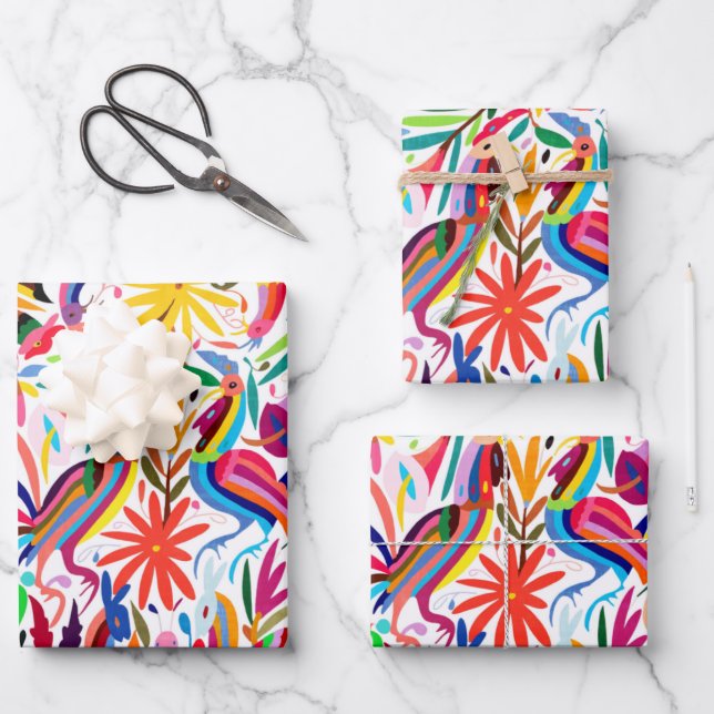 Colorful Otomi Print Wrapping Paper (Front)