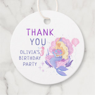 Colorful Our Little Mermaid All Ages Birthday Favor Tags