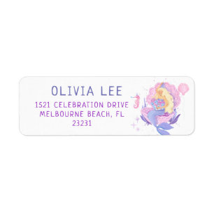 Colorful Our Little Mermaid All Ages Birthday Label