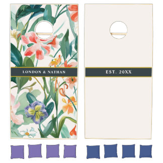 Colorful Outdoor Floral Wedding Cornhole Set