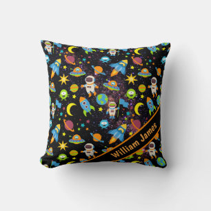 Colorful Outer Space Boy Throw Pillow