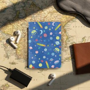 Colorful Outer Space Galaxy UFO Watercolor Passport Holder