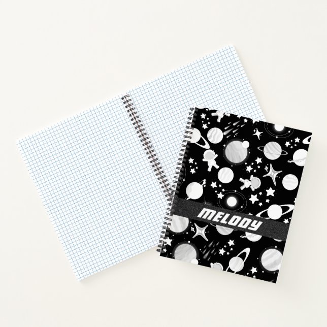 colorful outer space planets galaxy stars pattern notebook (Inside)
