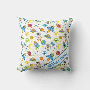 Colorful Outer Space White Throw Pillow