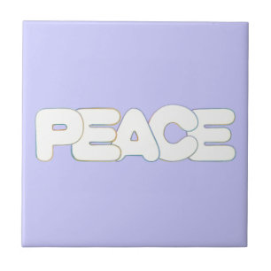 Colorful Outline Peace Word Tile Trivet