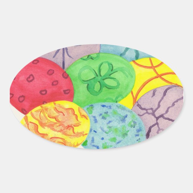 Colorful Oval Easter Eggs Stickers (Front)