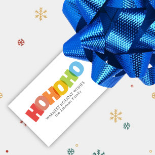 Colorful Overlapping HO HO HO Christmas Wish Gift Tags