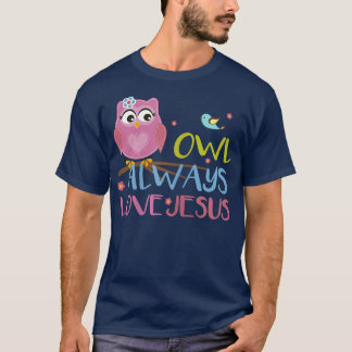 Colorful Owl Always Love Jesus Youth Christian T-Shirt