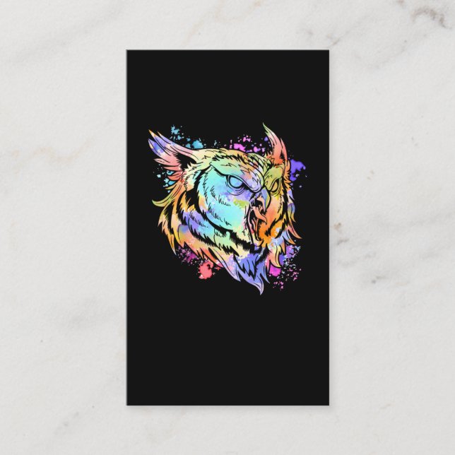 Colorful Owl Art Birds Lover Business Card (Front)