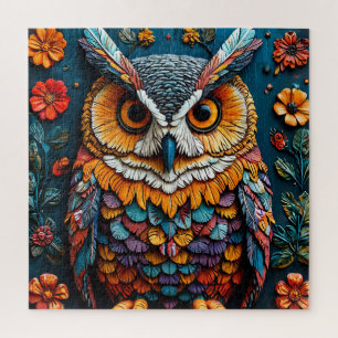 Colorful Owl Artwork With Intricate Detail Jigsaw Puzzle