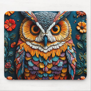 Colorful Owl Artwork With Intricate Detail Mouse Pad