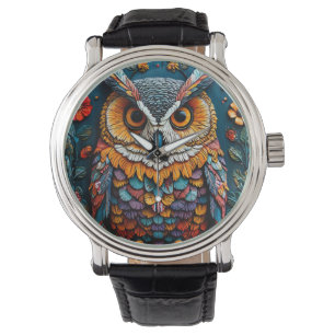 Colorful Owl Artwork With Intricate Detail Watch