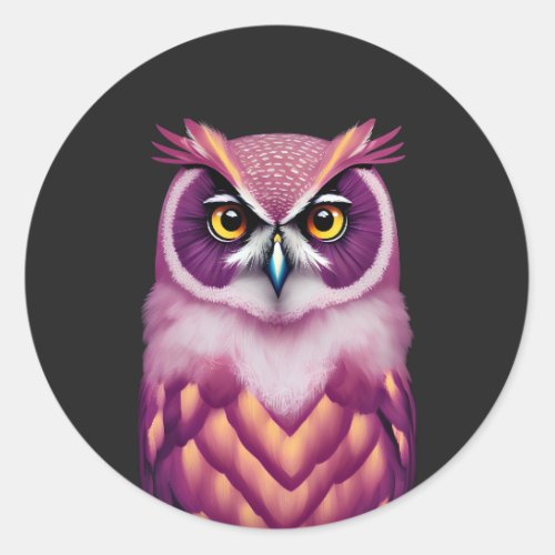 Colorful Owl Bird Artwork  Classic Round Sticker