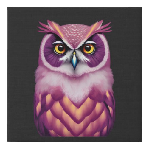 Colorful Owl Bird Artwork  Faux Canvas Print