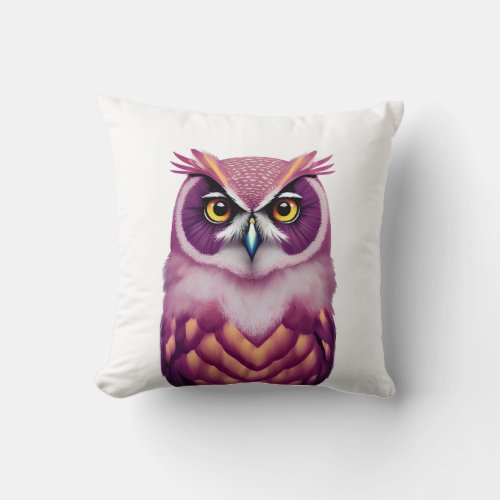 Colorful Owl Bird Artwork  Throw Pillow