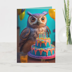 Colorful Owl Birthday Card