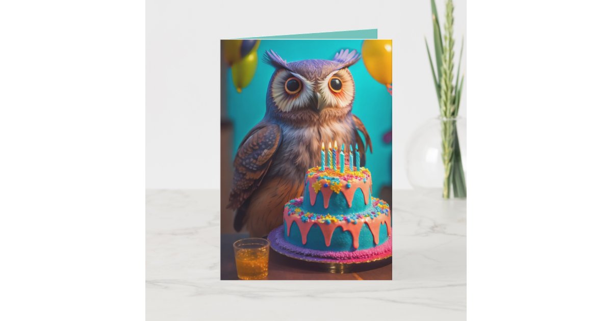 Colorful Owl Birthday Card | Zazzle