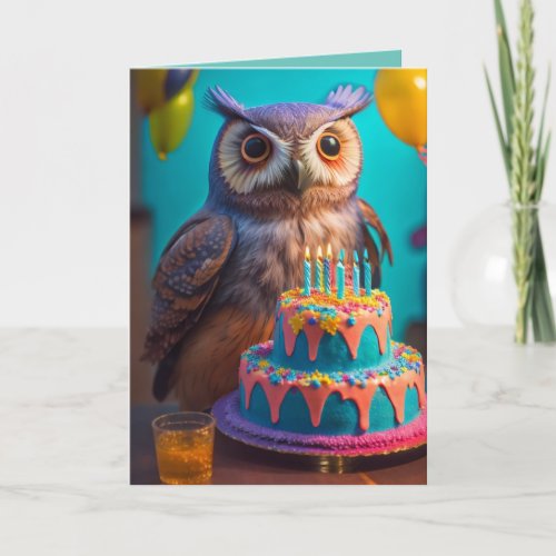 Colorful Owl Birthday Card