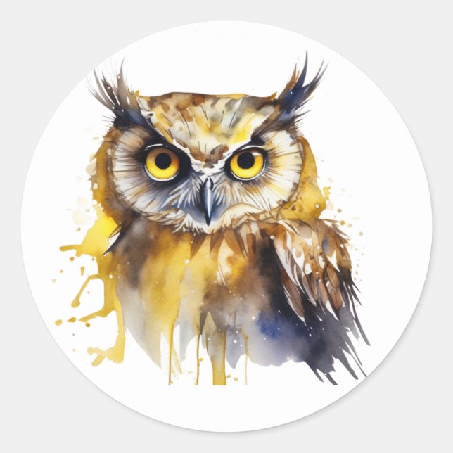Colorful owl.  classic round sticker (Front)