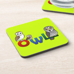Colorful Owl Beverage Coaster