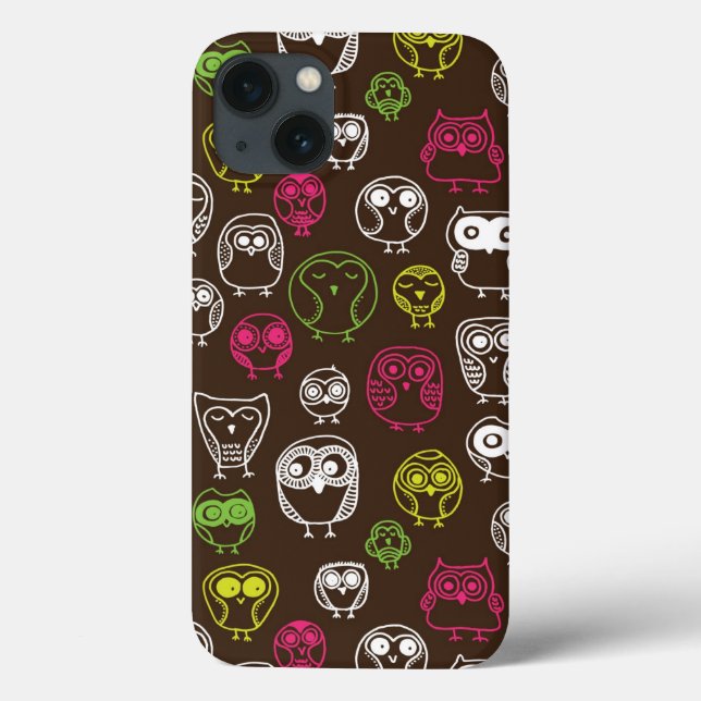 Colorful owl doodle background pattern Case-Mate iPhone case (Back)