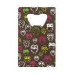 Colorful owl doodle background pattern credit card bottle opener