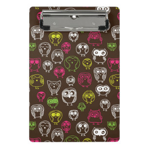 Colorful owl doodle background pattern mini clipboard