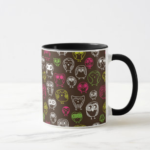 Colorful owl doodle background pattern mug