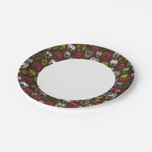 Colorful owl doodle background pattern paper plates