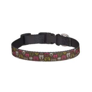 Colorful owl doodle background pattern pet collar