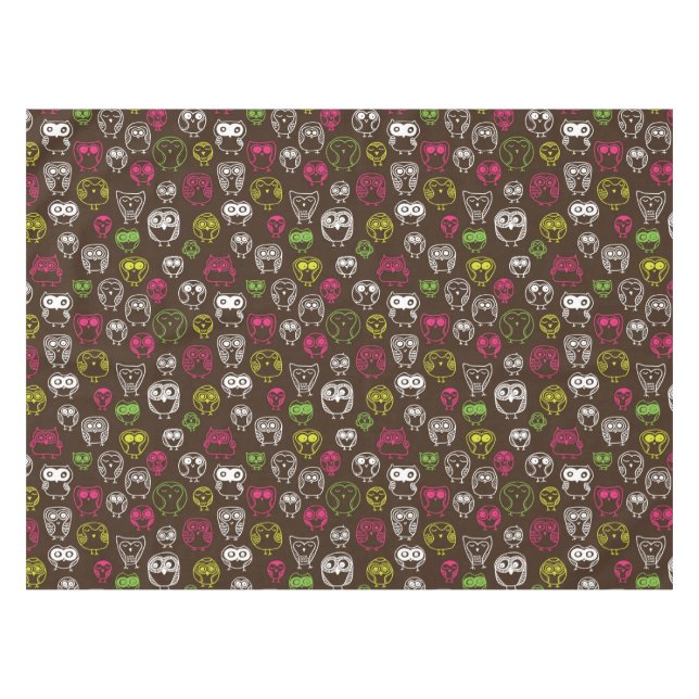 Colorful owl doodle background pattern tablecloth (Front (Horizontal))