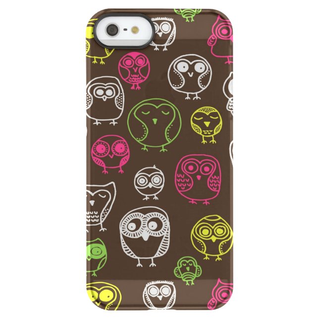Colorful owl doodle background pattern uncommon iPhone case (Back)