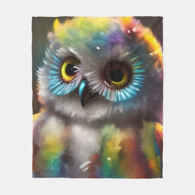Colorful Owl Fleece Blanket (Front)