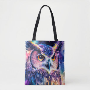 Colorful Owl Illustration Tote Bag