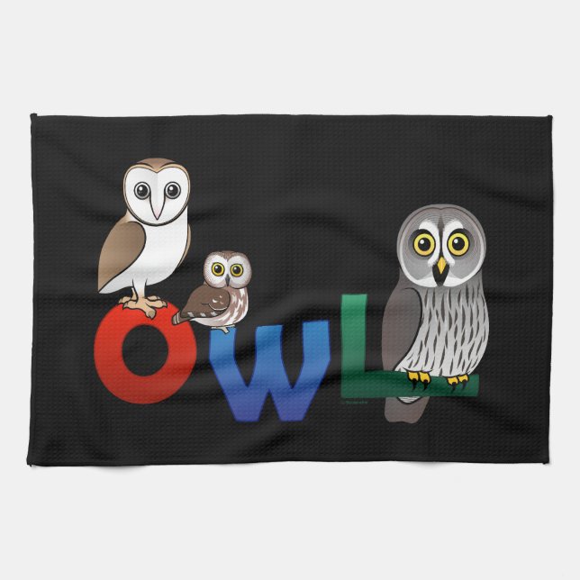 Colorful Owl Kitchen Towel (Horizontal)
