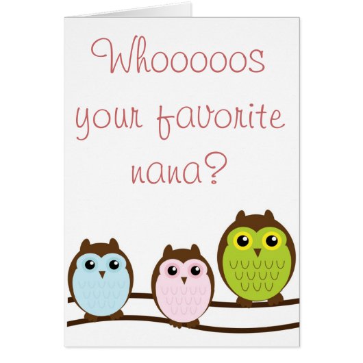 Colorful Owl "Nana" Grandma From Grandkids (Front)