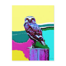 Colorful Owl on a post Posterization