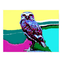 Colorful Owl on a post Posterization