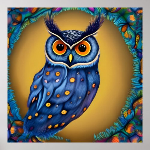 Colorful Owl Painting  Poster
