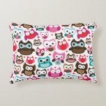colorful owl pattern accent pillow