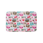colorful owl pattern bathroom mat