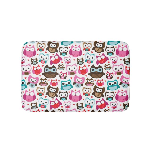colorful owl pattern bathroom mat (Front)