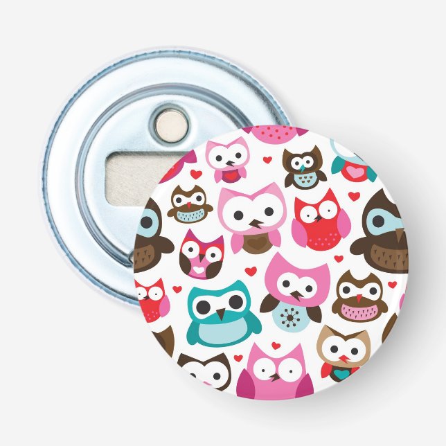 colorful owl pattern bottle opener (Front)
