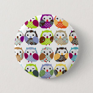Colorful Owl Pattern Button