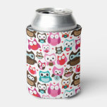 colorful owl pattern can cooler